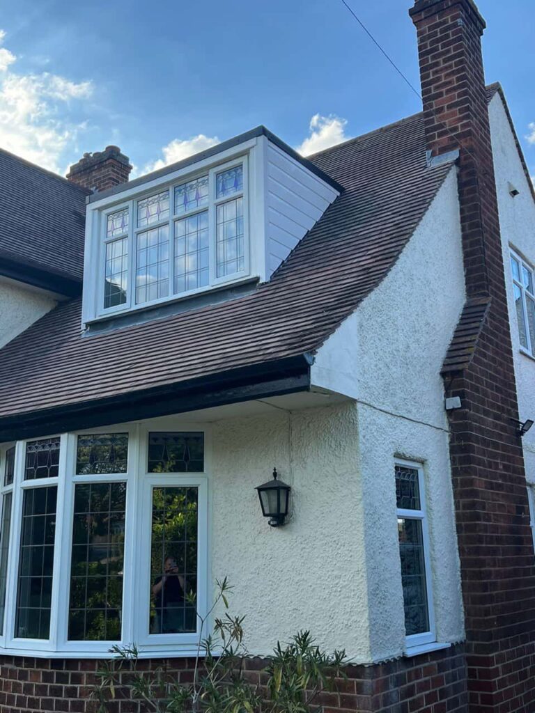 This is a photo of a dormer window which has just had some repairs carried out where the roof and the dormer meet. Works carried out by LS Roofing Chorleywood